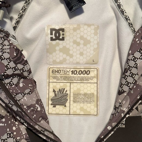 DC EXOTEX 10,000 Brown Camouflage Coat Large Full Zipper Hooded - Picture 3 of 3